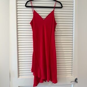 Red Backless Slip Dress with Spaghetti Straps